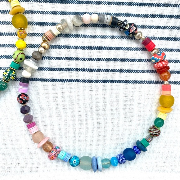 Hand crafted 🌈 pride choker necklace with African glass and pottery bea… - Picture 4 of 8